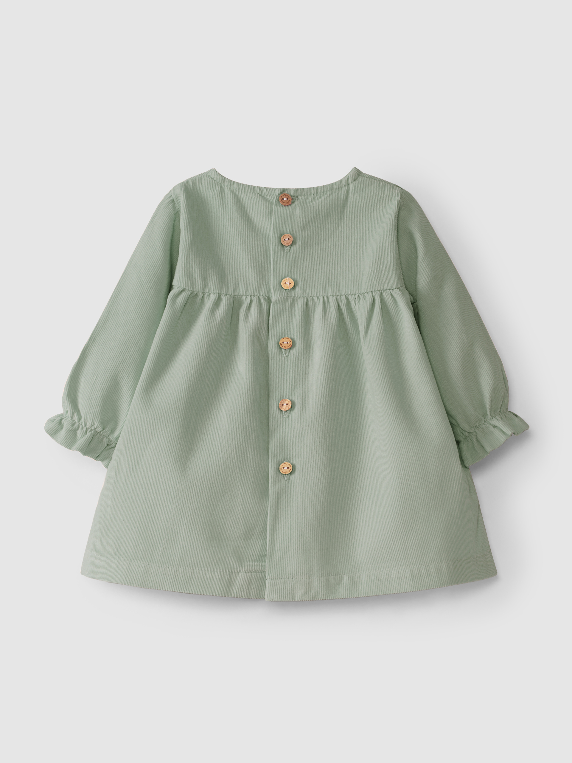 Micro-corduroy dress with English embroidery