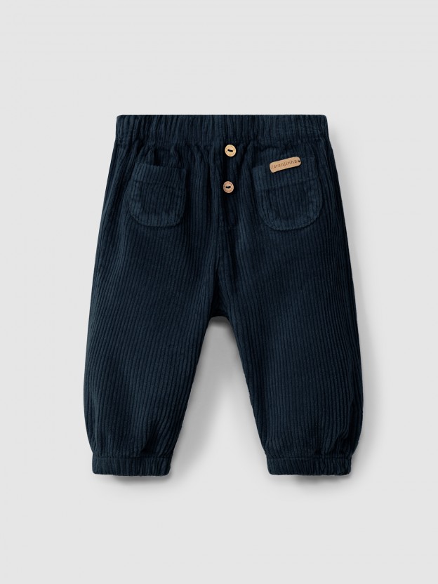 Pull-up corduroy pants