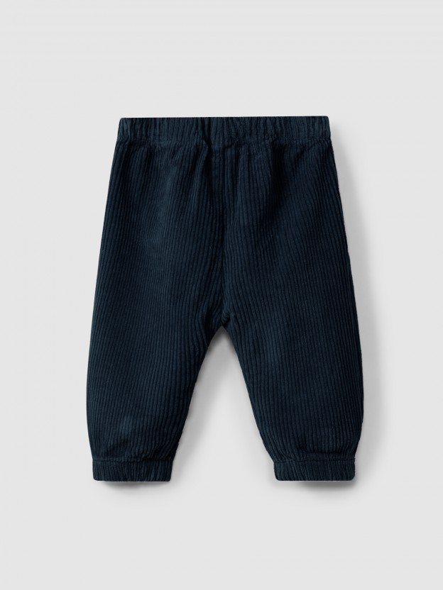 Pull-up corduroy pants