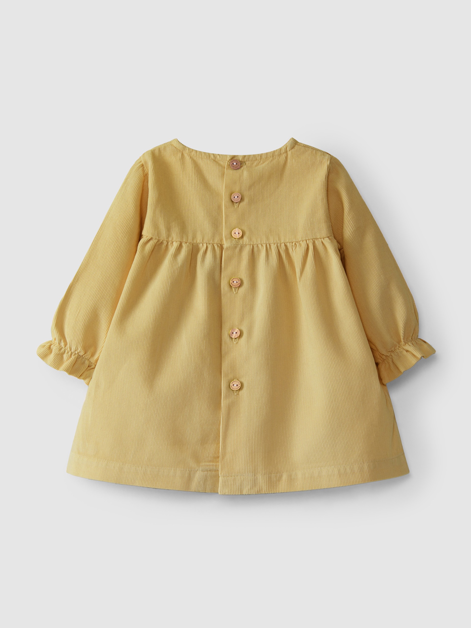 Vestido en micro-pana con bordado inglés