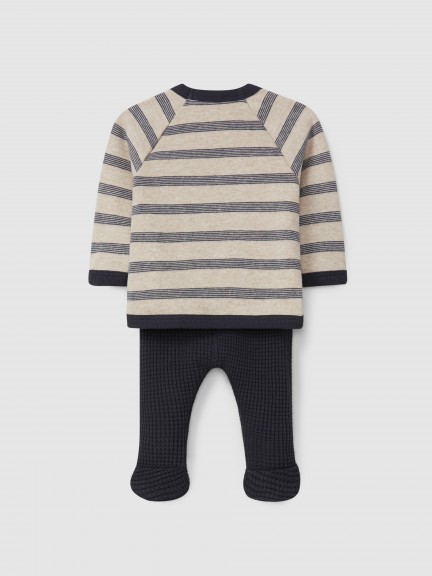 Striped sweater and waffle weave pants set Striped sweater and waffle weave pants set