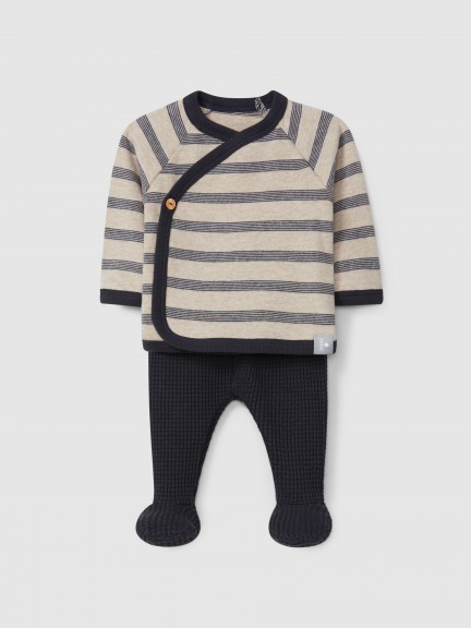 Striped sweater and waffle weave pants set Striped sweater and waffle weave pants set