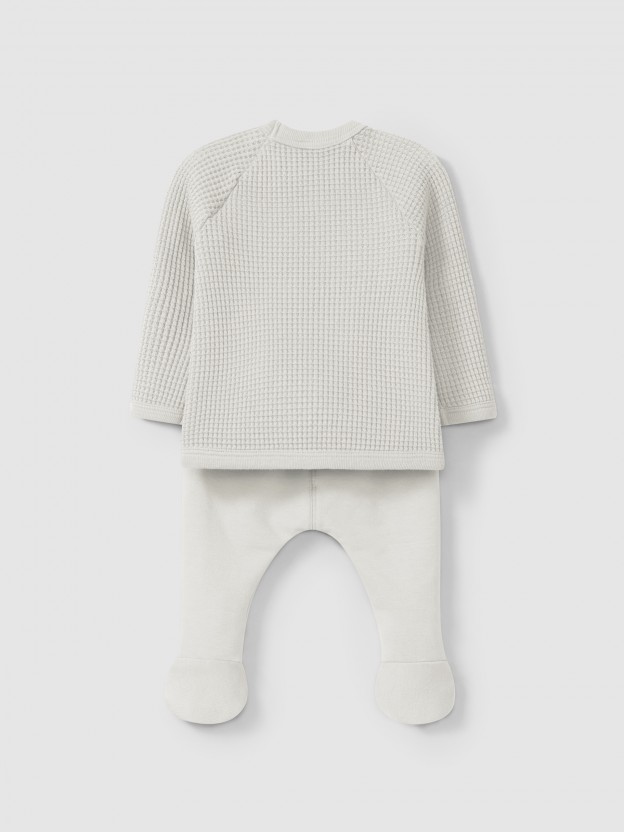 Conjunto de dos piezas en punto gofre