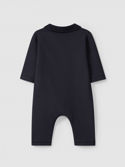 Romper with collar and pockets in ribbed velvet Romper with collar and pockets in ribbed velvet