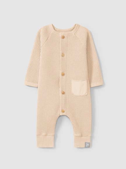 Waffle weave romper with pocket Waffle weave romper with pocket