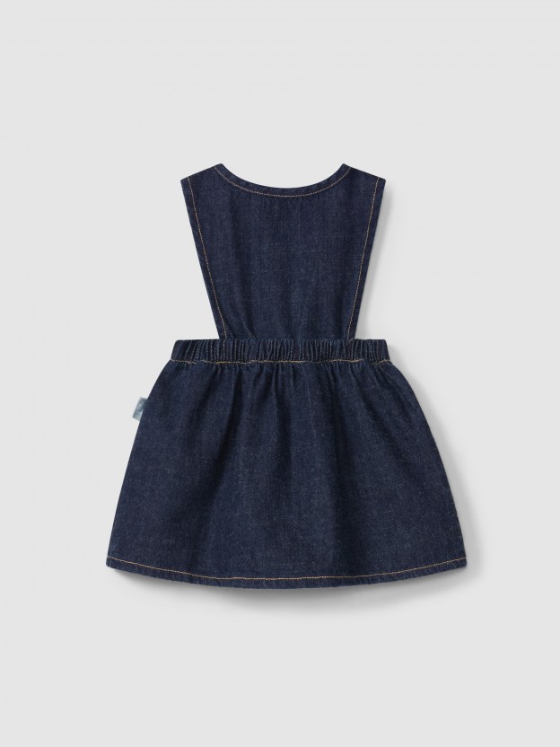 Jupe-salopette en denim en coton biologique Jupe-salopette en denim en coton biologique