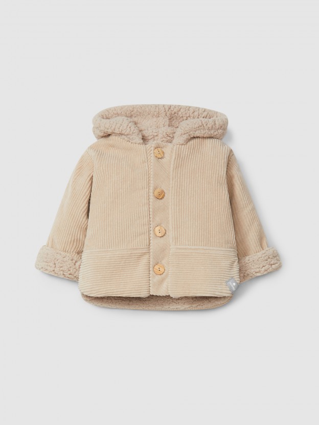 Gilet à capuche en velours en coton biologique Gilet à capuche en velours en coton biologique