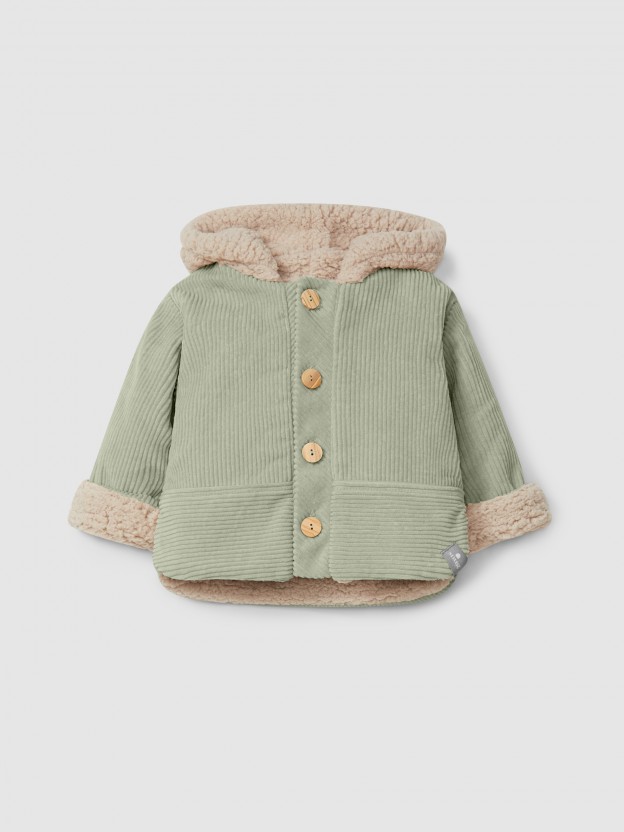 Organic cotton velvet hooded jacket Organic cotton velvet hooded jacket