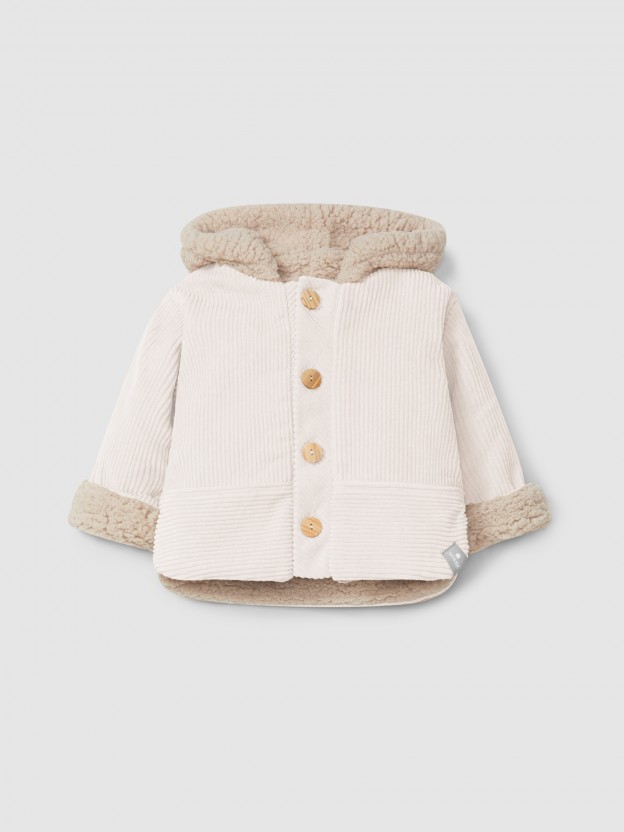 Gilet � capuche en velours en coton biologique