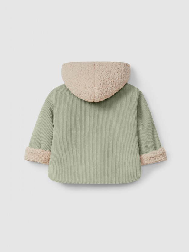 Organic cotton velvet hooded jacket Organic cotton velvet hooded jacket