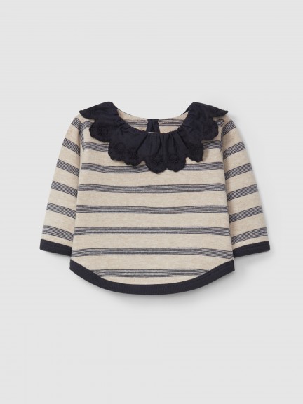 Striped longsleeve with ruffled collar Striped longsleeve with ruffled collar