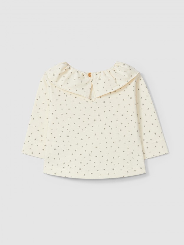 Longsleeve with ruffled collar star print Longsleeve with ruffled collar star print