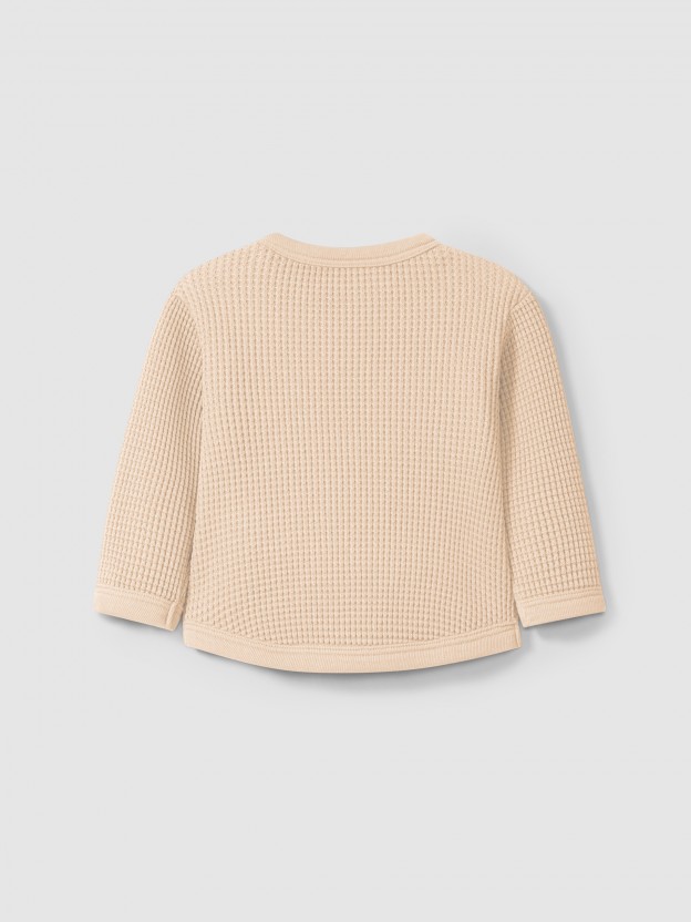 Camisola em malha waffle Camisola em malha waffle