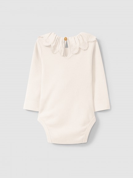 Bodysuit with ruffled collar English embroidery Bodysuit with ruffled collar English embroidery
