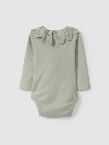 Bodysuit with ruffled collar English embroidery Bodysuit with ruffled collar English embroidery
