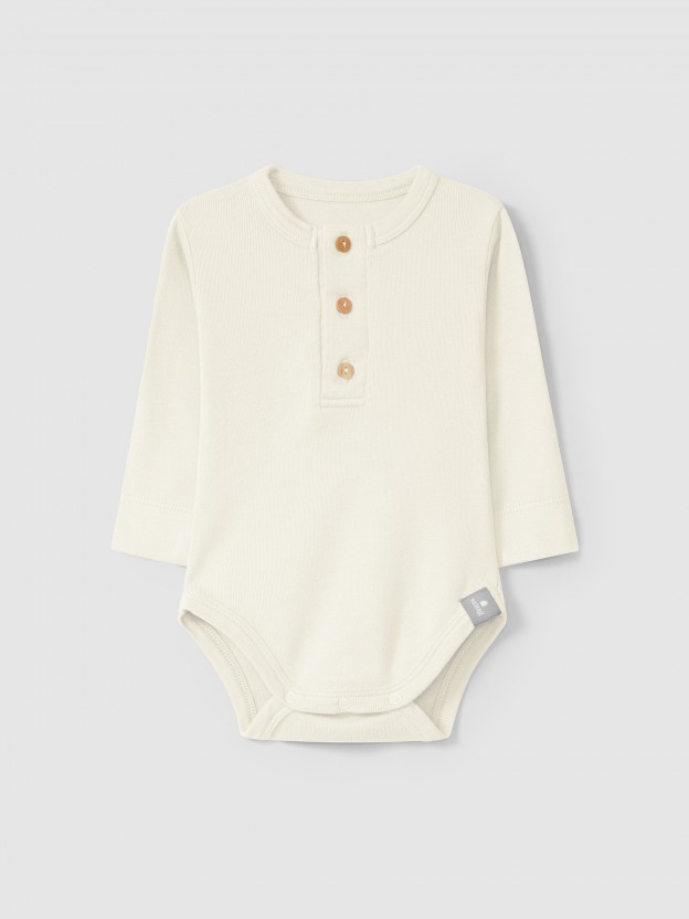 Collarless bodysuit in organic cotton jersey Collarless bodysuit in organic cotton jersey