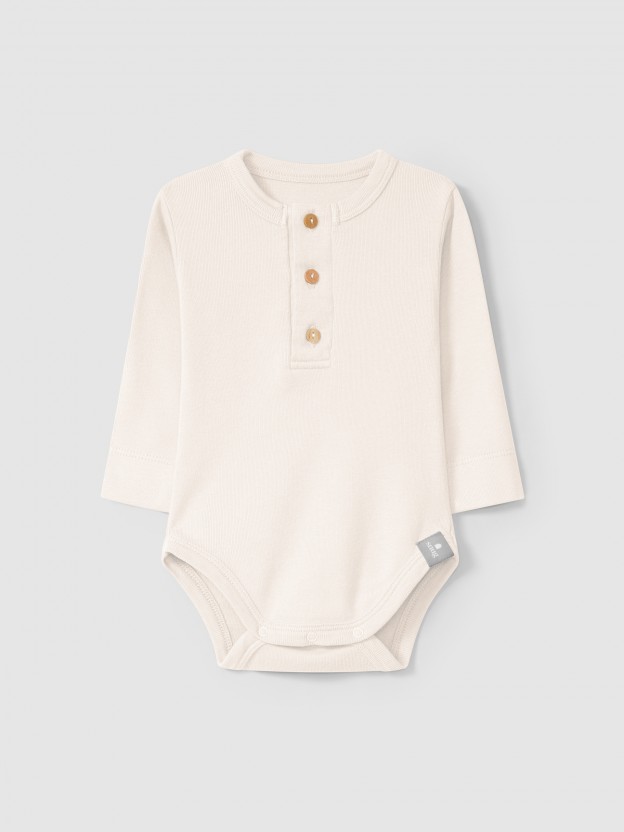 Collarless bodysuit in organic cotton jersey Collarless bodysuit in organic cotton jersey