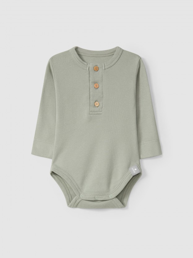 Collarless bodysuit in organic cotton jersey Collarless bodysuit in organic cotton jersey