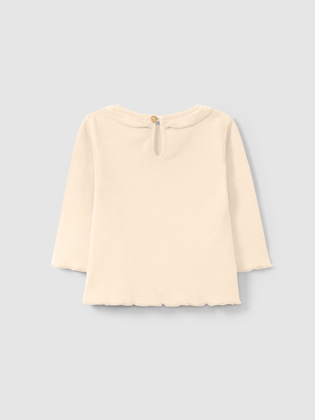 Longsleeve com gola de folho Longsleeve com gola de folho