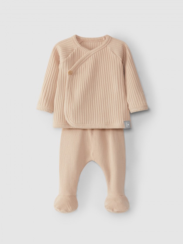 Two-piece ribbed jersey set