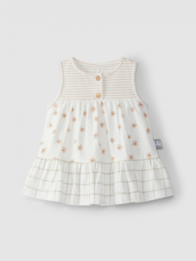 Dress checkered and flowers Dress checkered and flowers