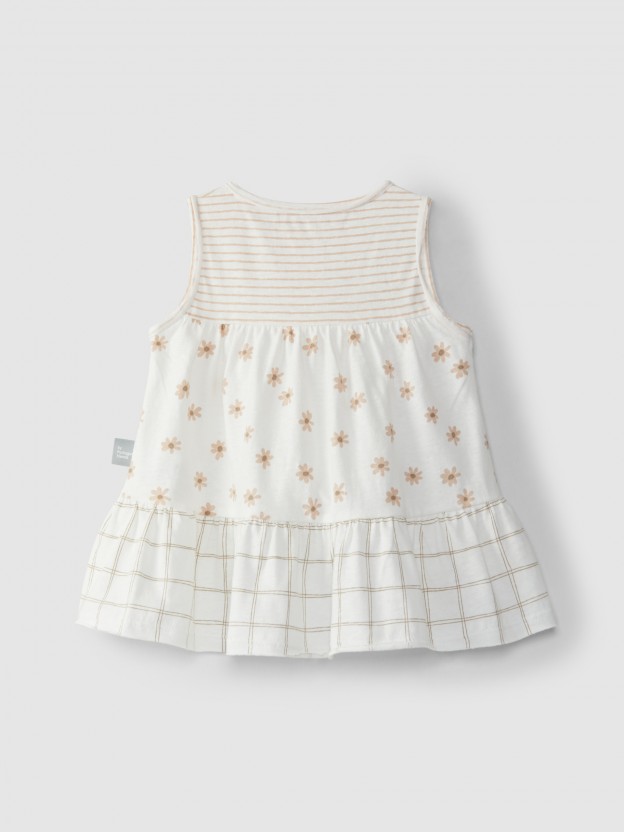 Dress checkered and flowers Dress checkered and flowers