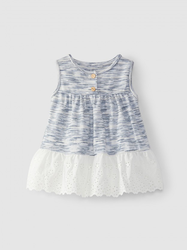 Dress in jersey with English embroidery ruffle Dress in jersey with English embroidery ruffle