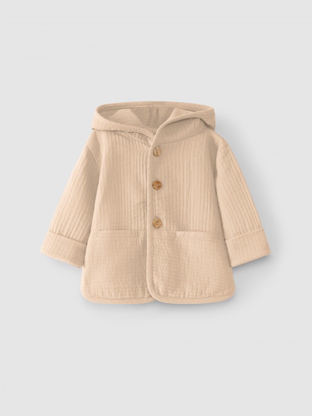 Plain hooded jacket