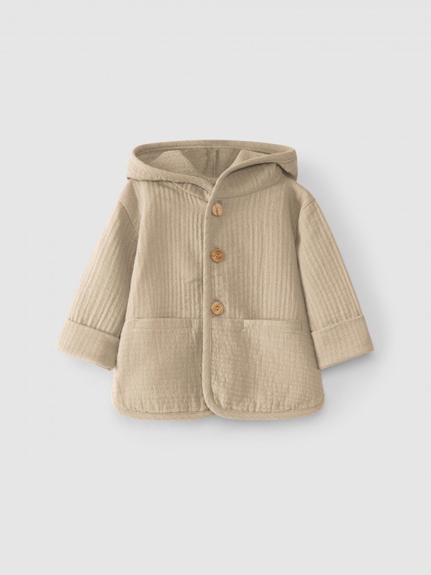 Plain hooded jacket