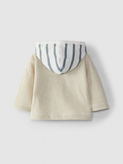 Plush jacket with striped hood Plush jacket with striped hood