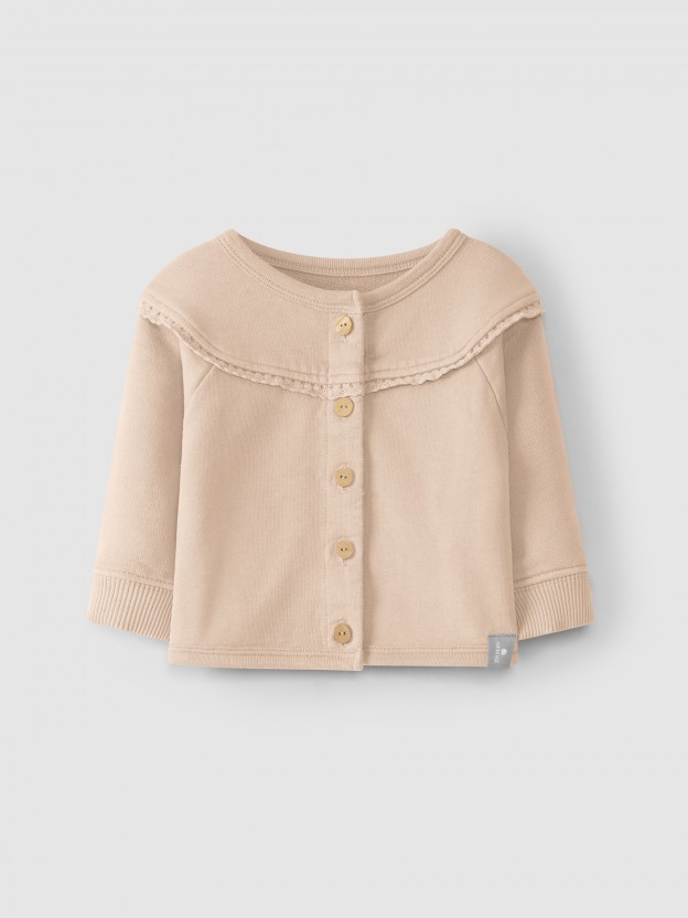 Plush jacket crochet lace