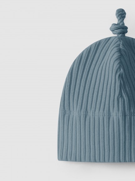 Bonnet avec nœud en maille cannelée Bonnet avec nœud en maille cannelée