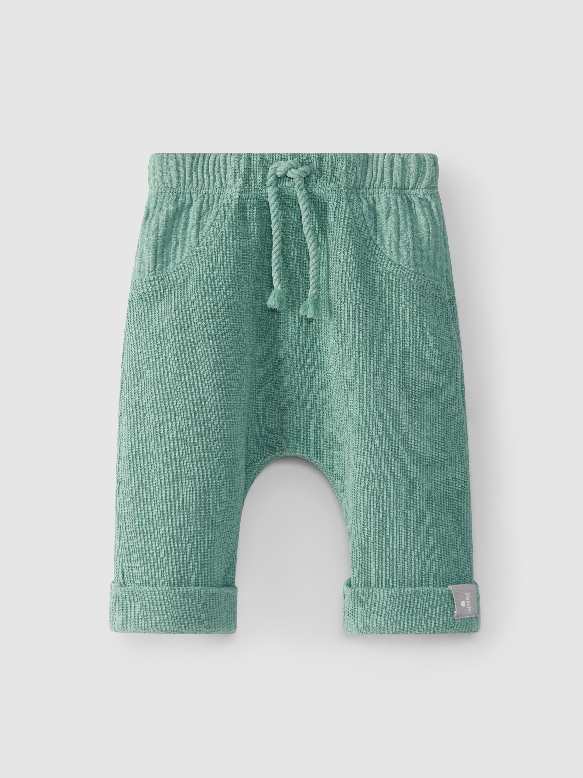 Waffle weave pull-up pants