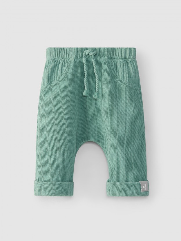 Waffle weave pull-up pants Waffle weave pull-up pants