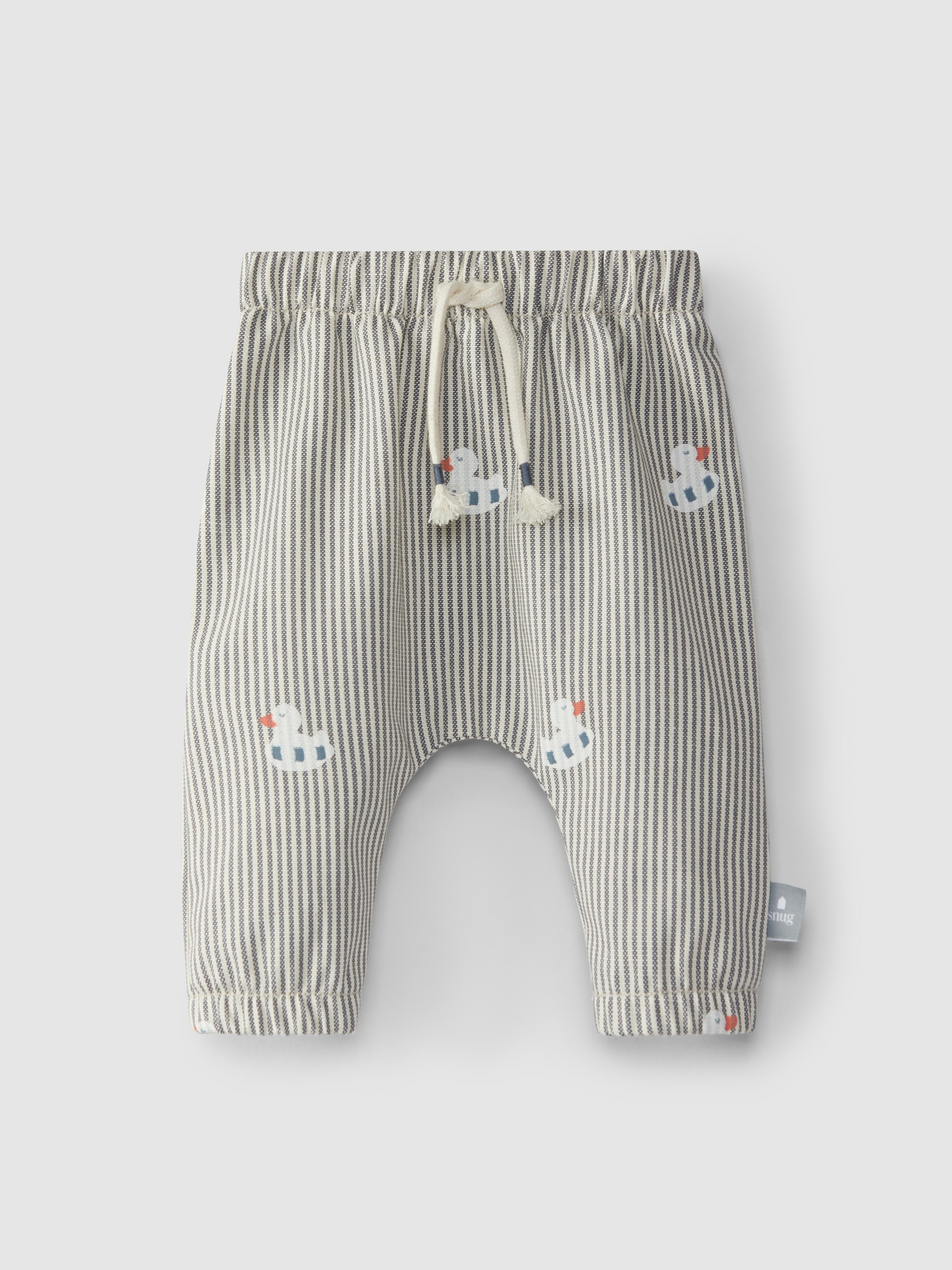 Pull-up pants in denim canvas with duckie