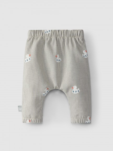 Pull-up pants in denim canvas with duckie Pull-up pants in denim canvas with duckie