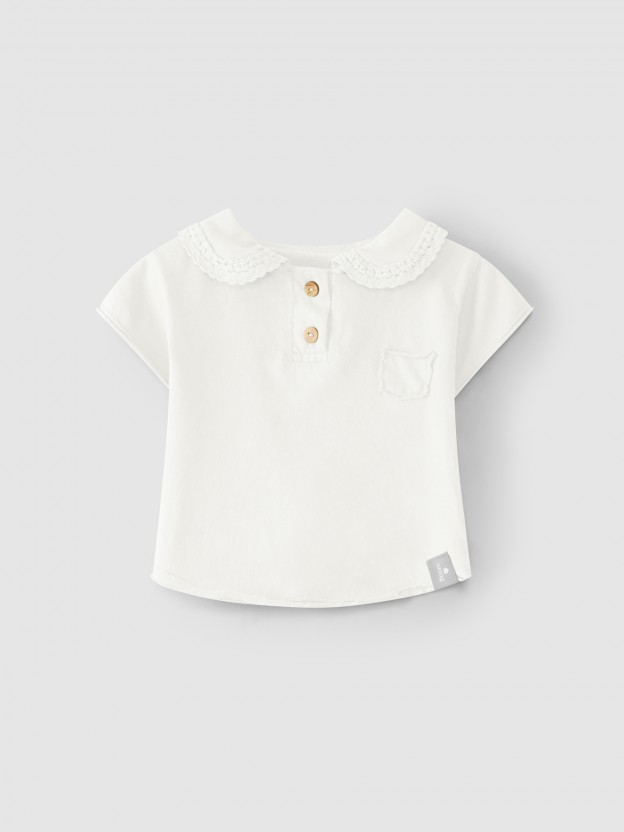Polo shirt crochet lace collar Polo shirt crochet lace collar