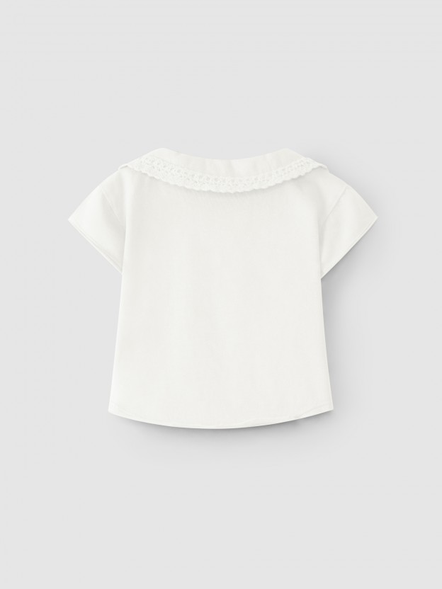 Polo shirt crochet lace collar Polo shirt crochet lace collar