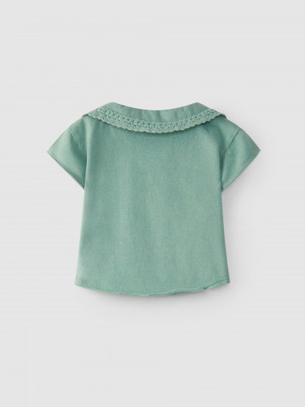 Polo shirt crochet lace collar Polo shirt crochet lace collar