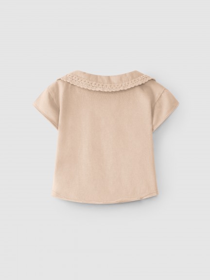 Polo shirt crochet lace collar Polo shirt crochet lace collar
