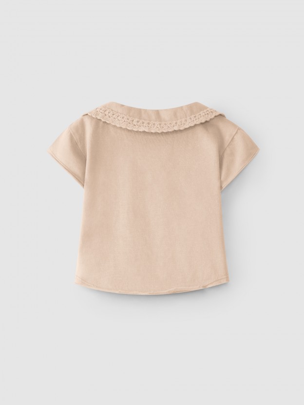 Polo � col en dentelle en crochet