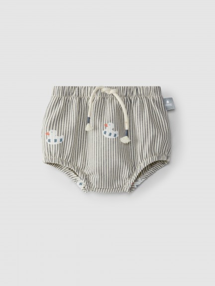 Diaper cover in denim canvas with duckie