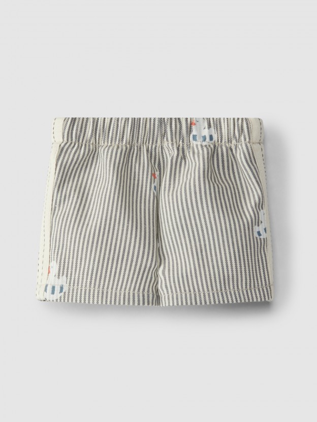 Pull-up shorts in denim canvas with duckie Pull-up shorts in denim canvas with duckie