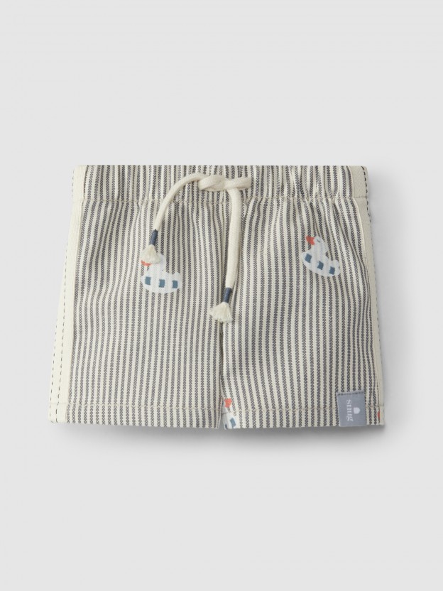 Pull-up shorts in denim canvas with duckie Pull-up shorts in denim canvas with duckie