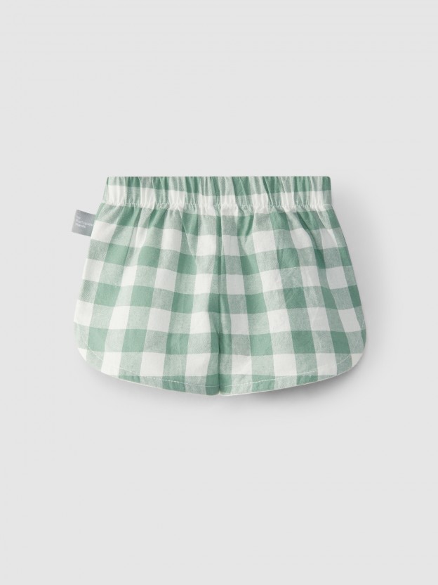 Pull-up shorts checkered with embroidery Pull-up shorts checkered with embroidery