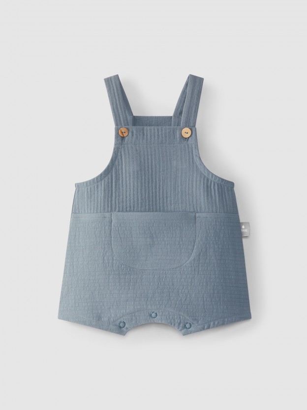Plain dungaree shorts with pocket