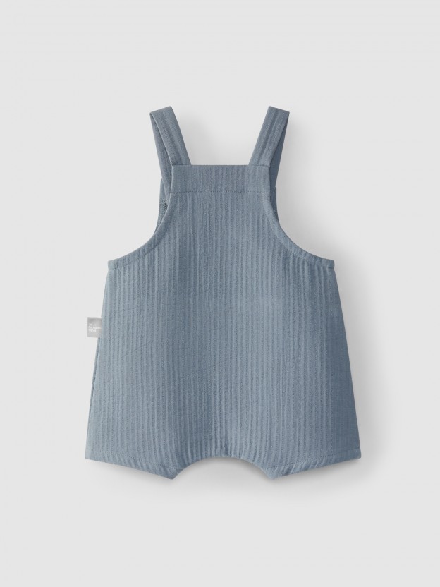 Plain dungaree shorts with pocket