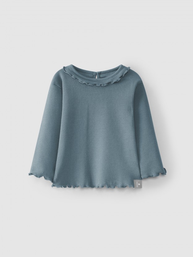 Ribbed jersey longsleeve with ruffle Ribbed jersey longsleeve with ruffle