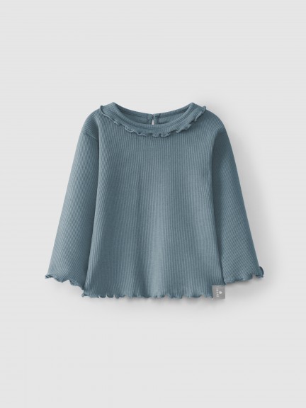 Ribbed jersey longsleeve with ruffle Ribbed jersey longsleeve with ruffle