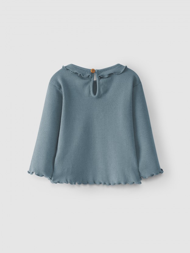 Ribbed jersey longsleeve with ruffle Ribbed jersey longsleeve with ruffle